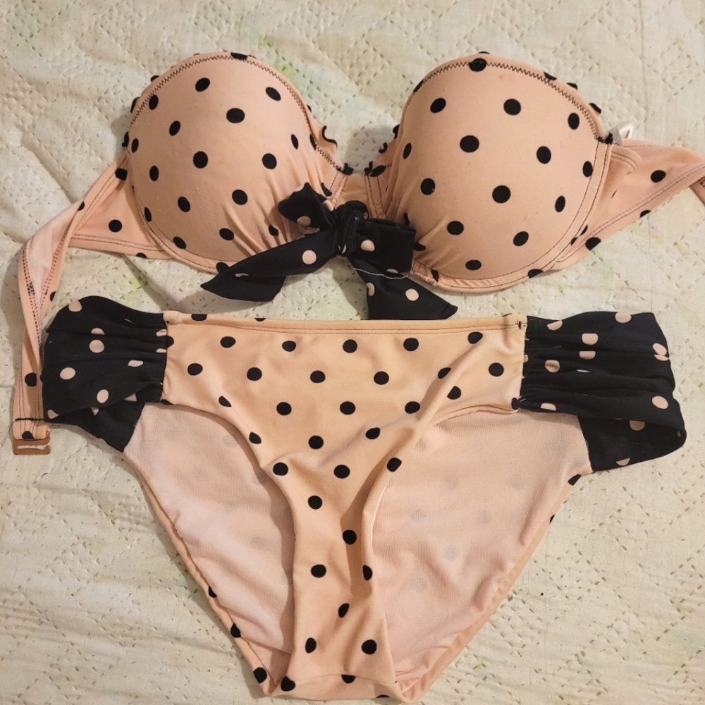 Betsy Johnson Woman Polka dot Pink Black Swimsuit